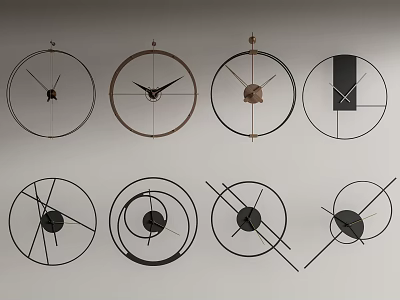 Modern Decorative Wall Clocks With Various Unique Circular Designs For Home 3d model