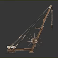 Ancient Wooden Mechanical Device With Rope Wheel And Structural Components Model 3d model
