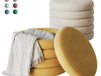 Round Fabric Single Seater Sofa With Stackable Design Soft Blanket And Color Options 3d model