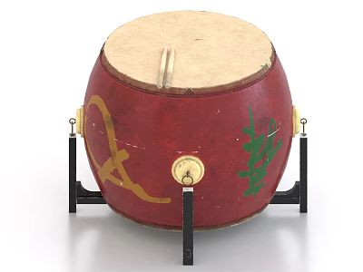 Chinese Big Drum Gongs Drum Wrong Drum Musical Instruments 3d model