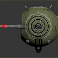 Green Spherical Mechanical Device With Number 06 Red Lights And Metal Structure