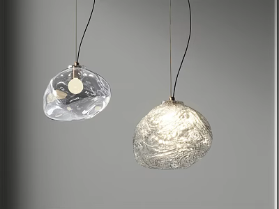 Modern Hanging Pendant Lights With Transparent And Textured Glass Design 3d model