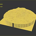 Detailed 3D Terrain Model of Mountain With Green Vegetation and Layered Structure