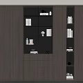 Stylish Modern Wooden Bookcase With Multiple Compartments Drawers And Decorative Items