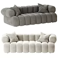 Modern Soft Fabric Multi Seater Sofa With Comfortable Cushions And Rounded Armrests 3d model