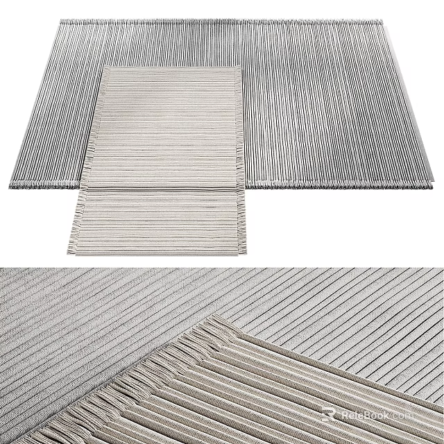 Modern Square Rugs Arrangement With Striped Patterns And Neutral Tones 3d model 