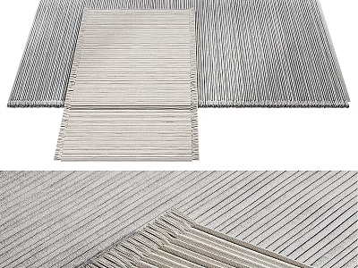 Modern Square Rugs Arrangement With Striped Patterns And Neutral Tones 3d model