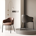 MINOTTI dining chair combination single chair leisure chair with armrests 3d model