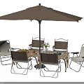 Outdoor Garden Table Set With Umbrella And Comfortable Chairs For Patio Dining