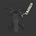 Detailed Realistic Black Toad With Folding Knife on Shiny Black Surface 3d model