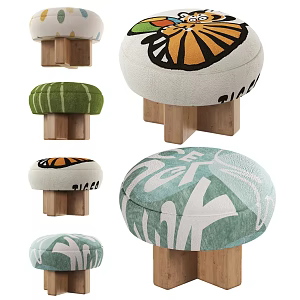 Sofa stool shoe stool 3d model