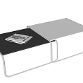 Sleek Coffee Table Featuring Black Tabletop White Section Magazines And Metal Frame 3d model