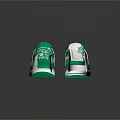 Green Low Top Sneakers with White Laces White Sole and Side White Logo Design