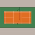 Indoor Badminton Court With Orange Surface Green Surroundings Net Rackets And Shuttlecocks