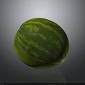 Fresh Juicy Ripe Watermelon With Green Striped Skin On Gray Background