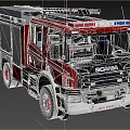 Red Scania Functional Fire Truck With Emergency Lights And Rescue Features