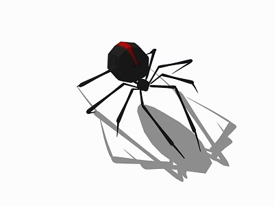 Black Reptile With Red Markings And Shadow On White Background 3d model