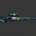 Colorful Sniper Rifle With Modern Decorative Paintwork And Scope Design Elements