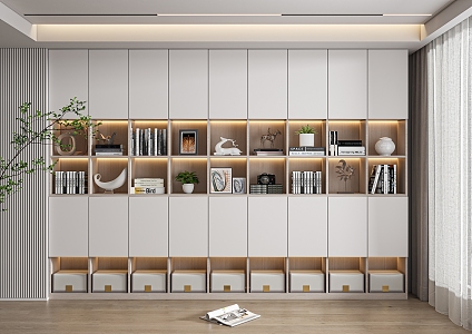 Modern Bookcase Cream Bookcase 3d model