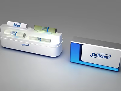 Dallonen Medical Product Display Island With Storage Cases Syringes And Branded Containers 3d model