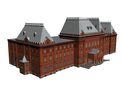 European school office building government building single building 3d model