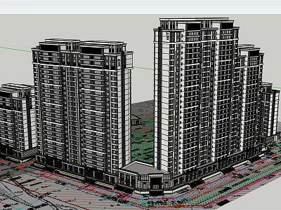 Modern High Rise Residential Complex With Contemporary Architecture And Green Spaces 3d model