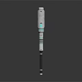 Futuristic Weapon With Metallic Body Blue Glowing Accents And Sleek Long Staff Design