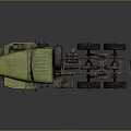 Vintage Green Heavy Duty Truck With Exposed Chassis And Multiple Wheels