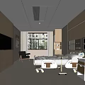 Clean Hospital Outpatient Clinic Room with Medical Bed Equipment TV and Wooden Walls