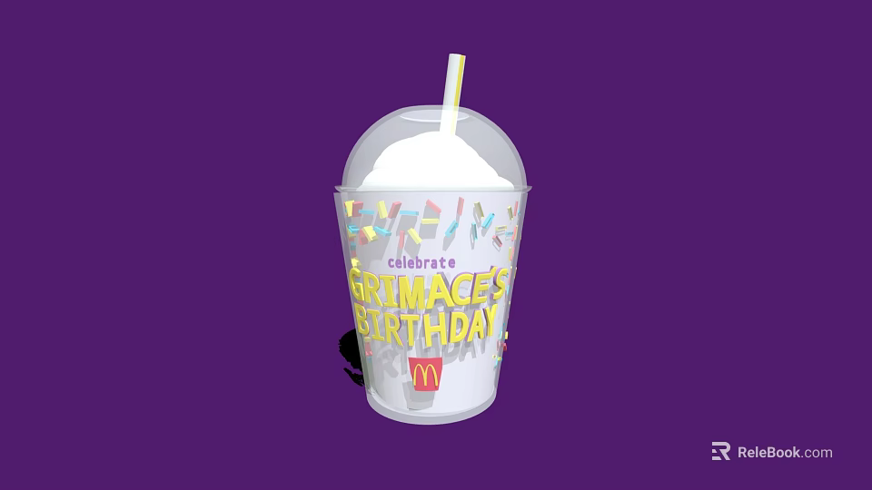 McDonald's Festive Drink Cup With Straw And Lid For Primace Birthday Celebration 3d model 