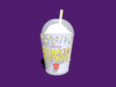 McDonald's Festive Drink Cup With Straw And Lid For Primace Birthday Celebration 3d model
