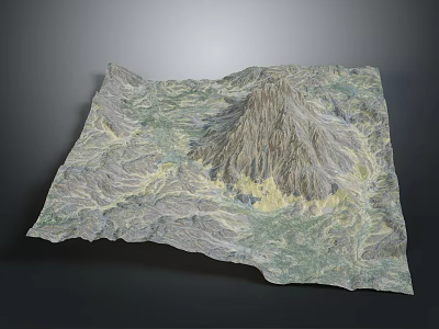 3D Garden Landscape Model Displaying Mountainous Terrain Green Vegetation And Yellow Areas 3d model