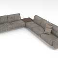 Many People Relaxing On Gray L Shaped Sofa With Coffee Table And Cushion