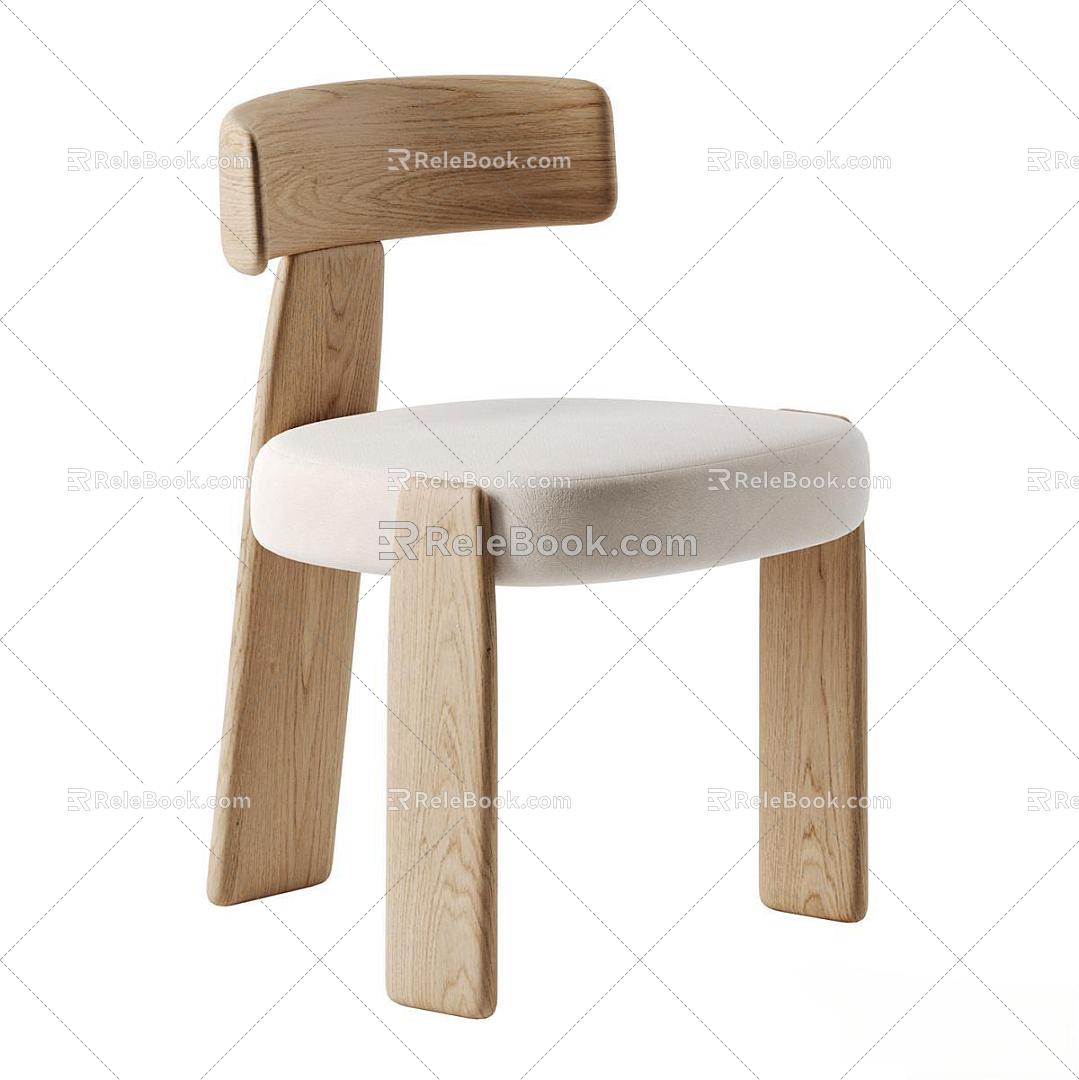 Nordic Log Fabric Casual Chair Dining Chair 3d model