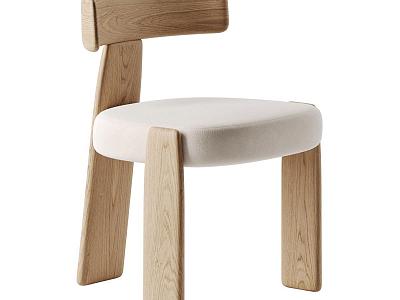 Nordic Log Fabric Casual Chair Dining Chair 3d model