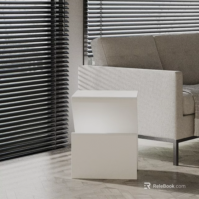 Modern Living Room Side Table With Minimalist Design And Sofa Near Blinds 3d model 