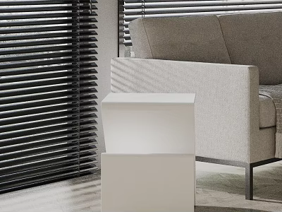 Modern Living Room Side Table With Minimalist Design And Sofa Near Blinds 3d model