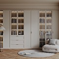 French Antique Retro Bookcase 3d model