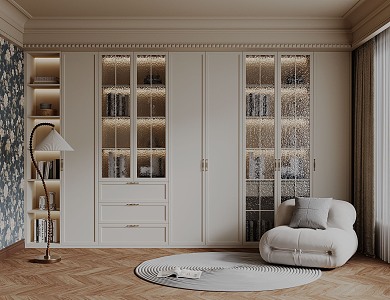 French Antique Retro Bookcase 3d model