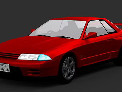 Red Two Door Sports Car With Stylish Front Design And Classic Look 3d model