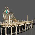 European style Architecture with Tower Arched Structures and Columns on Elevated Platform 3d model