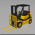 Yellow Industrial Forklift With Black Frame Cabin Forks And Wheels