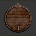 Traditional Wooden Barrel With Shiny Metal Hoops And Brass Tap Design