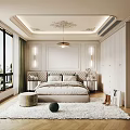 Modern Elegant Bedroom Interior With Large Bed Nightstands Soft Rug And Wooden Flooring