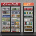 Upright Display Freezers With Coca Cola And Fanta Stocked With Various Beverages