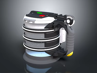 Tech Device With Circular Rings Top Control Panel And Ergonomic Handle 3d model
