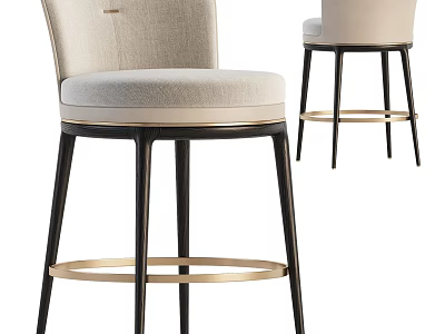 Stylish Modern Bar Chair With Upholstered Seat Metal Legs And Footrest Design 3d model