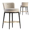 Stylish Modern Bar Chair With Upholstered Seat Metal Legs And Footrest Design