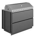 Modern Gray Outdoor Kitchen Grill With Cabinet Storage And Lid Design