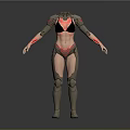 Futuristic Female Robotic Figure With Mechanical Armor And Red Accents